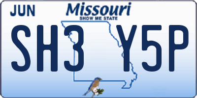 MO license plate SH3Y5P