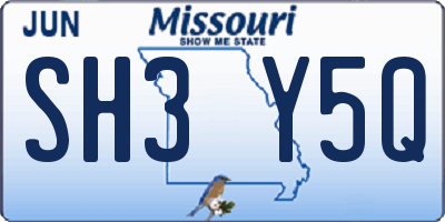 MO license plate SH3Y5Q