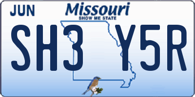 MO license plate SH3Y5R