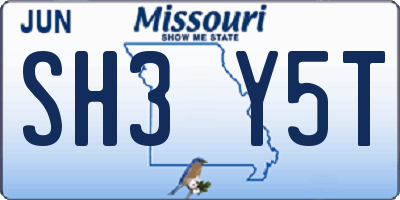 MO license plate SH3Y5T