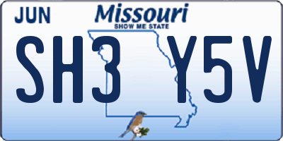 MO license plate SH3Y5V