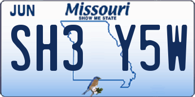 MO license plate SH3Y5W