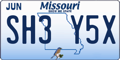 MO license plate SH3Y5X