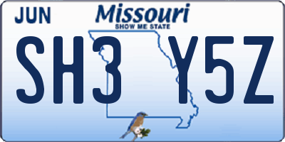 MO license plate SH3Y5Z