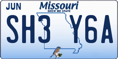 MO license plate SH3Y6A
