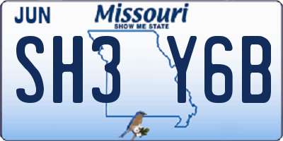 MO license plate SH3Y6B