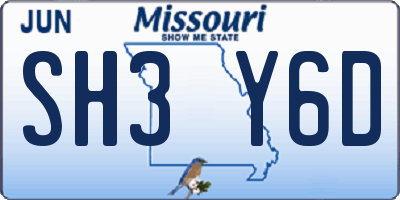 MO license plate SH3Y6D