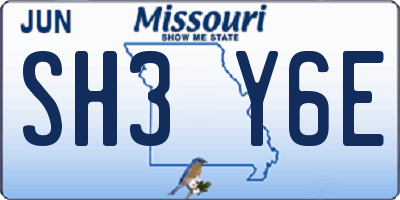 MO license plate SH3Y6E
