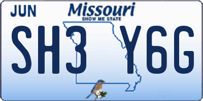 MO license plate SH3Y6G