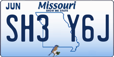 MO license plate SH3Y6J