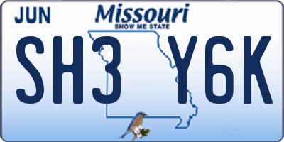 MO license plate SH3Y6K