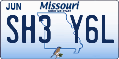 MO license plate SH3Y6L