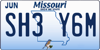 MO license plate SH3Y6M