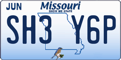 MO license plate SH3Y6P