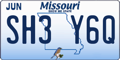 MO license plate SH3Y6Q