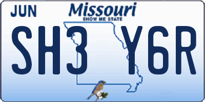 MO license plate SH3Y6R