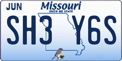 MO license plate SH3Y6S