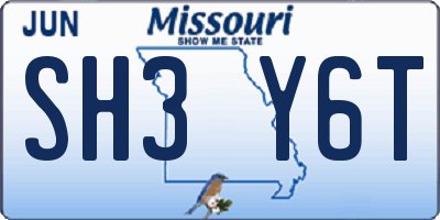 MO license plate SH3Y6T