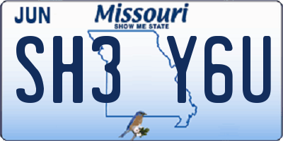 MO license plate SH3Y6U