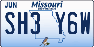MO license plate SH3Y6W