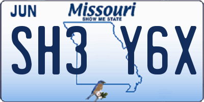 MO license plate SH3Y6X