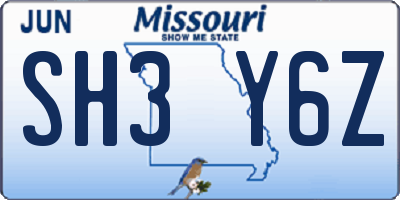 MO license plate SH3Y6Z