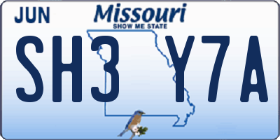 MO license plate SH3Y7A