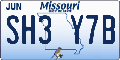 MO license plate SH3Y7B
