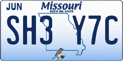 MO license plate SH3Y7C