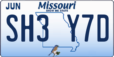 MO license plate SH3Y7D