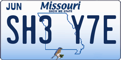 MO license plate SH3Y7E