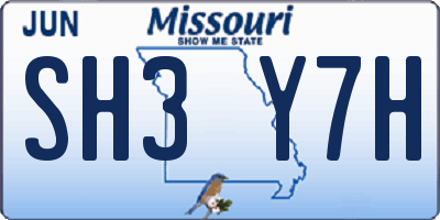 MO license plate SH3Y7H