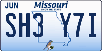 MO license plate SH3Y7I
