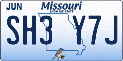 MO license plate SH3Y7J