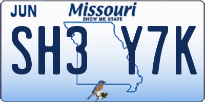 MO license plate SH3Y7K