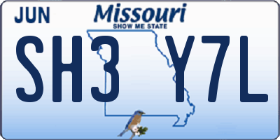 MO license plate SH3Y7L