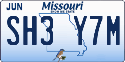 MO license plate SH3Y7M