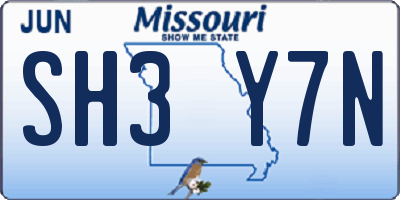 MO license plate SH3Y7N