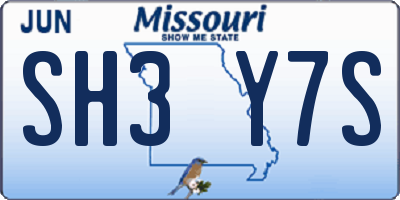 MO license plate SH3Y7S