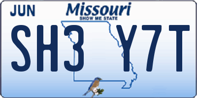 MO license plate SH3Y7T