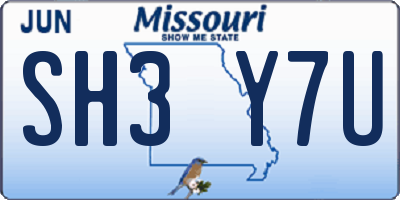 MO license plate SH3Y7U