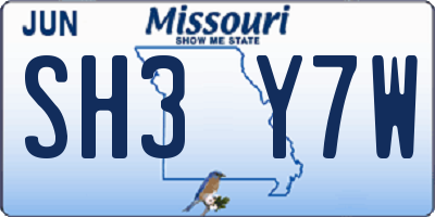 MO license plate SH3Y7W