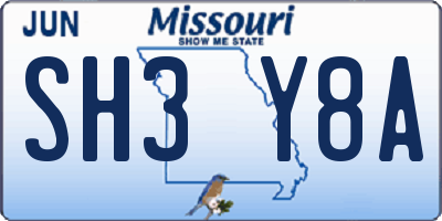 MO license plate SH3Y8A