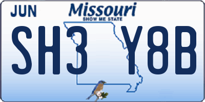 MO license plate SH3Y8B