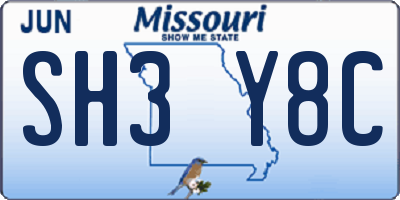 MO license plate SH3Y8C