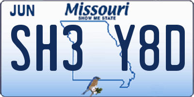 MO license plate SH3Y8D