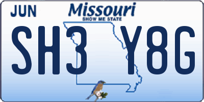 MO license plate SH3Y8G