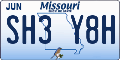 MO license plate SH3Y8H