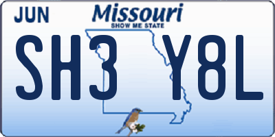 MO license plate SH3Y8L