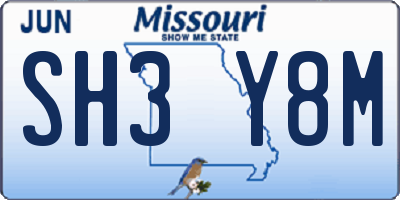 MO license plate SH3Y8M
